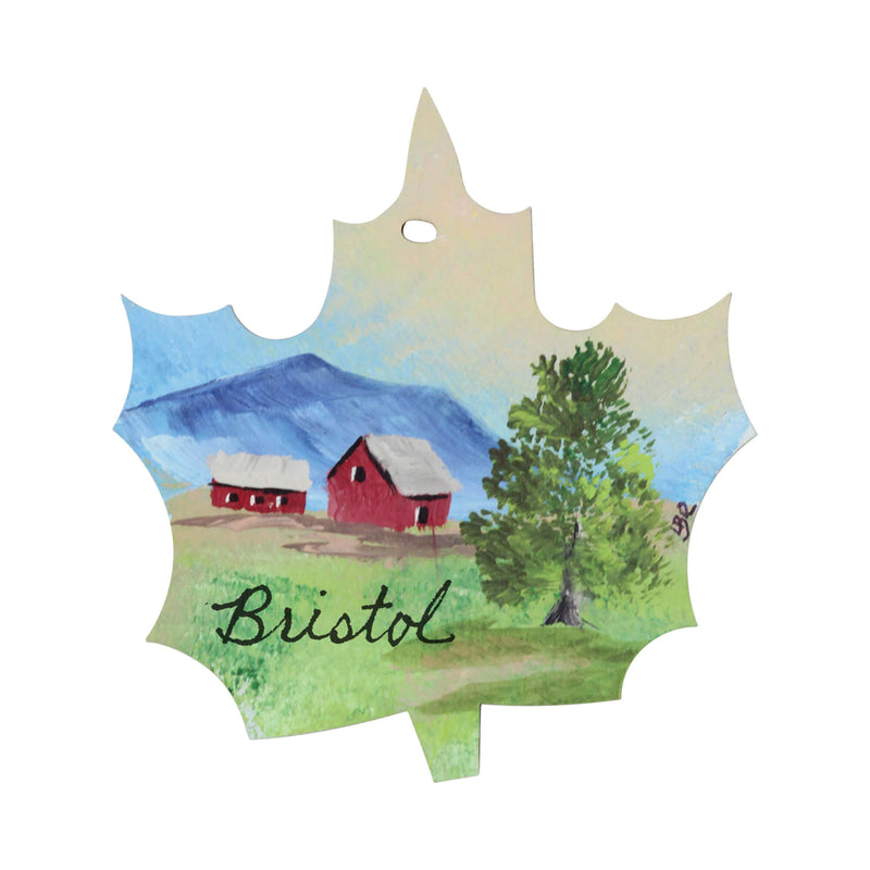 Maple Leaf Handpainted Ornament with Lettering