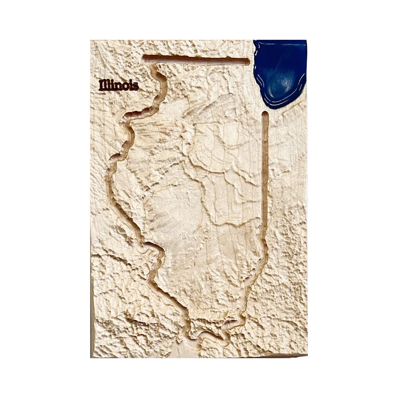 Illinois Topographic 3D Relief State Map | Illinois State Map Gift