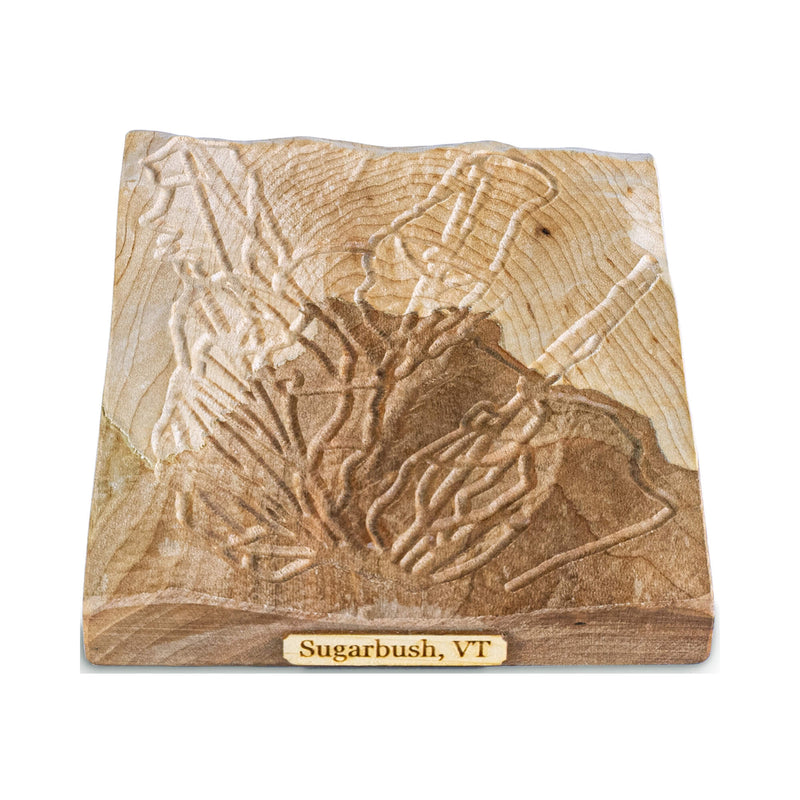 Sugarbush Ski Mountain 3D Topographic Relief Map in Wood